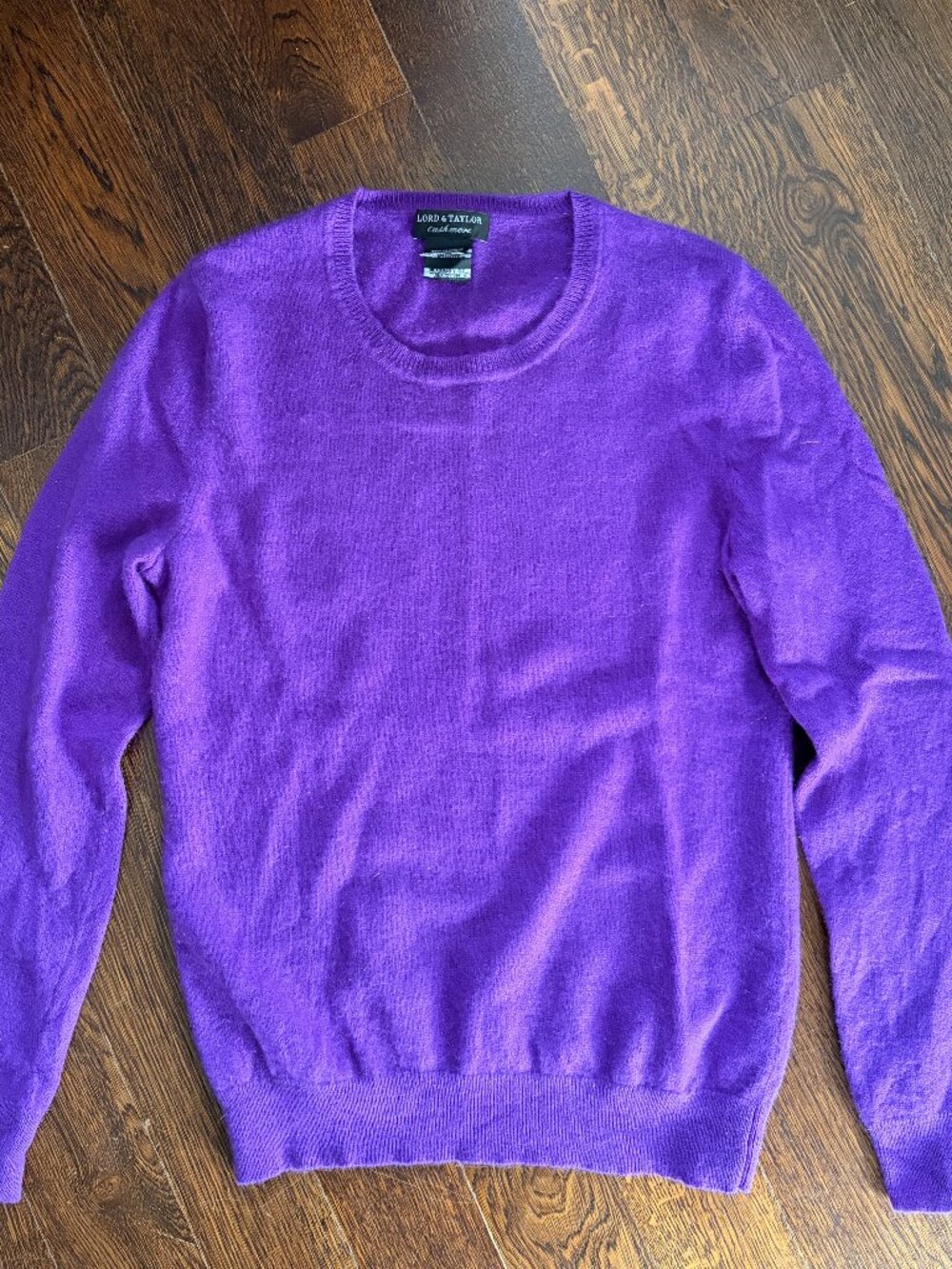 Lord & Taylor Vibrant Purple 100% Cashmere Crew Neck Sweater-Small